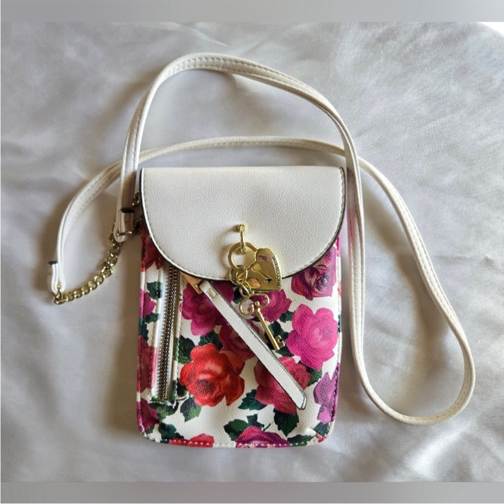 Juicy Couture White and Pink Floral Crossbody Bag